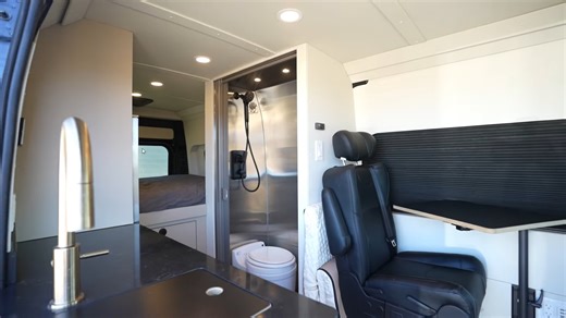 This Deluxe Camper Van Features a Roomy, Hand-Crafted Interior With a Huge Bathroom