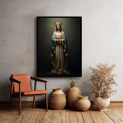 Virgin Mary Full Body Canvas Wall Art, Catholic Religious Painting - Etsy