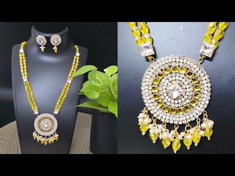Easy to make crystal beaded necklace with earrings for beginners| Handmade Indian jewellery | DIY.