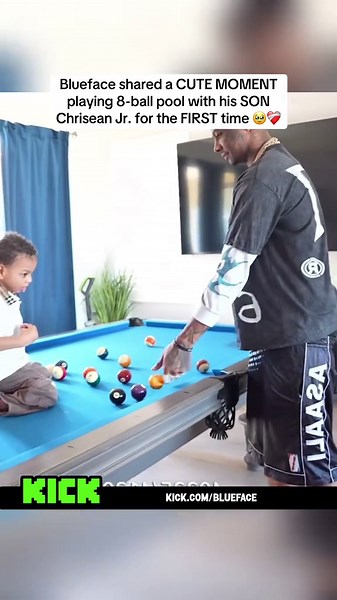 Blueface plays 8-ball pool with son Chrisean Jr. — first time cute moment