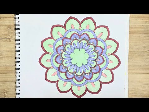 Satisfying Mandala Art: Relaxing Coloring Process with Markers| Calm & Creative Art Session 🎨 Part 2