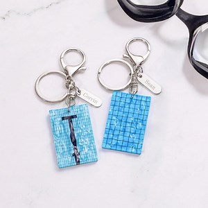 Gift the joy of swimming with our Sparkling Pool Keychain✨ Add custom name as a dazzling gift for water lovers🎁 | Callie Gifts