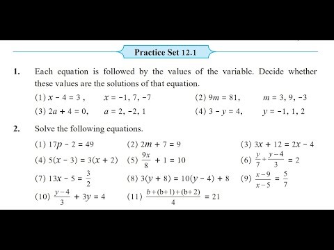 Practice set 12.1 std 8th Maths | chapter 12 Equations in one variable | Maharashtra board class 8th