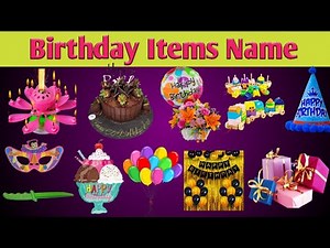 Birthday Items Name | Birthday Vocabulary | Birthday Items Name List | Party Items Name