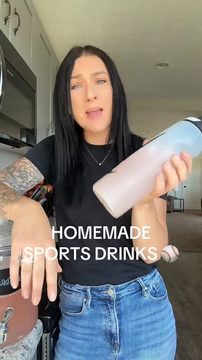 Erica | Anderson Acres on Instagram: "HOMEMADE GATORADE 16c water 1 1/2 tsp salt 1c coconut water 1 1/2c lemon juice 1-2c sugar 1c fruit (fresh or frozen) puréed and strained or sub juice Mix. Store in the fridge for up to a week. #homemade #homemadefood #drinkoftheday"