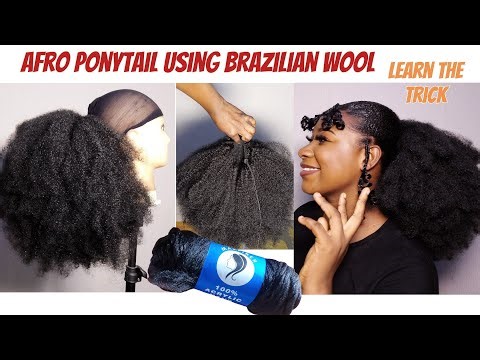 She Did It😲| Jumbo Afro Ponytail Made From Brazilian Wool. Step-by-Step #afro #handmade #diy