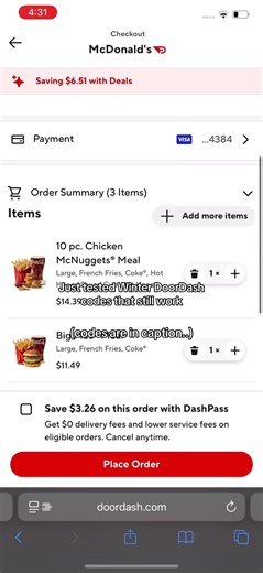 ❄️ Winter DoorDash Discount Codes That Still Work (2026) ❄️ 1️⃣ 🔥 40% Off — WINTERSTACK40 Sometimes works really well. Not for everyone, but worth testing. 2️⃣ 💳 $750 DoorDash Credit — once per account ⭐️ Found this on CuponFood.com. They explain how it works. 3️⃣ 🧣 20% Off — SNACK20 Around 20% off for some accounts. 4️⃣ 🍲 30% Off — HEATUP30 Meant to take off about 30%. Results vary. 📌 Save this 📤 Send to whoever’s ordering tonight