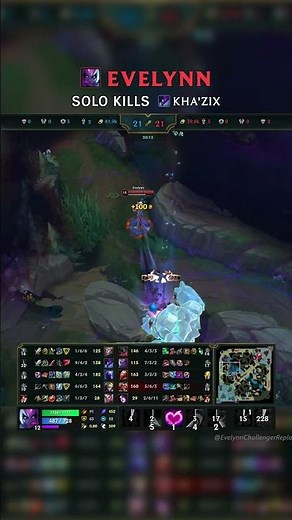 Evelynn SOLO KILLS Kha'Zix | KR Master Patch 26.14 #shorts