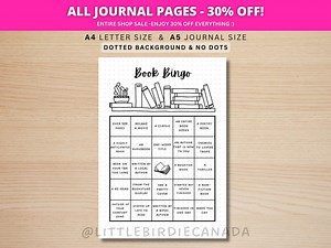 Book Bingo - PRINTABLE Journal Page - Planner Page - Reading Challenge - Book Challenge - Reading Journal - Reading Game - Reading Planner - Etsy