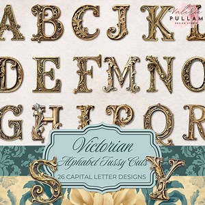 Victorian Gold Alphabet Fussy Cuts: Ornate Monogram Initials (digital Download) - Etsy