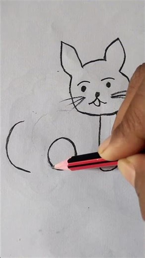 Easy Cat Drawing Tutorial with cat ll 😺ll#catdrawing #shorts #viralshorts #art