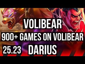 VOLIBEAR vs DARIUS (TOP) | 9 solo kills, Legendary, 900+ games | EUW Diamond | 25.23