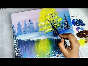 snow landscape painting| acrylic painting tutorial for beginners