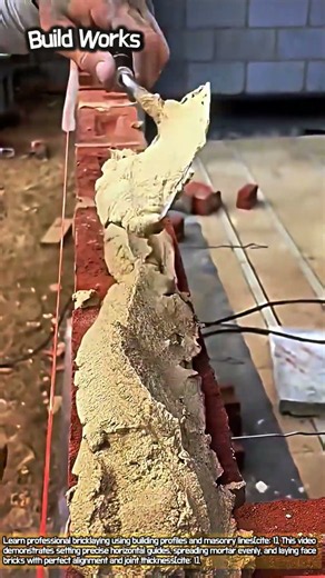 Watch How Real Bricklayers Keep Every Course Perfectly Level #worker #process