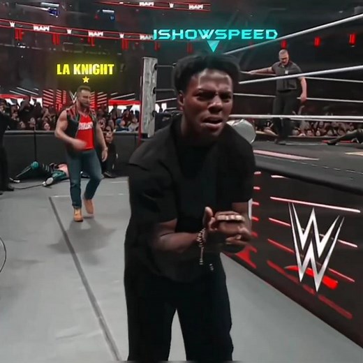 Ishowspeed hits LA Knight with brass knuckles 😈 #wwe #ishowspeed #loganpaul #wweshorts #shorts