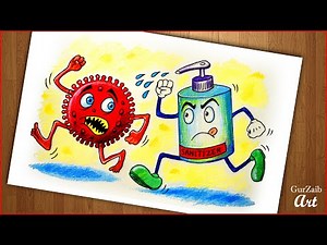 Fight Corona Virus Sanitizer Drawing || Covid 19 poster making - go corona go (easy) step by step