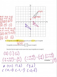 3 Triangle A is rotated 90∘ clockwise about the point (0,1) to ... | Filo