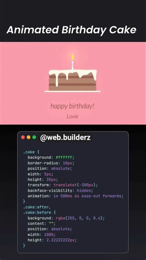 ✨ Animated Birthday Cake ProjectBringing UI to life using code #webdevelopment #frontenddeveloper