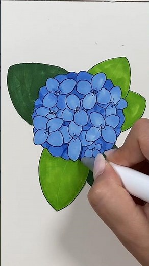 How to draw an easy hydrangea 🪻 Flower tutorial