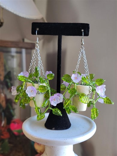Hanging Basket Beaded Plant Earrings - Etsy