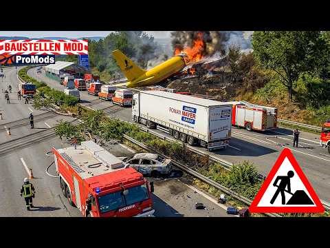 ETS2 Plane Crash on the Highway - Construction Site Mod PRO [3164] EURO TRUCK SIMULATOR 2