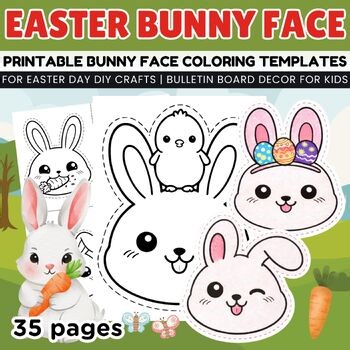 Easter Bunny Face Coloring Templates for Easter Day Craft & Bulletin Board Decor