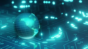 Global Technology, Globe digital on circuit board , glowing , digital, 4k resolution