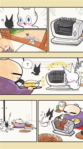 Mokomokoma on Instagram: "Funny cat manga comic😹‼️ Daily life manga comic of foodie sneaky anime cat😸👍🎶 Upload manga on YouTube Post every day😽💬 #illust #manga #catcomic"