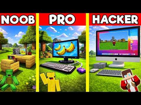 DESKTOP PC House Build Battle In Minecraft - NOOB VS PRO CHALLENGE - Maizen Mizen Mazien Parody