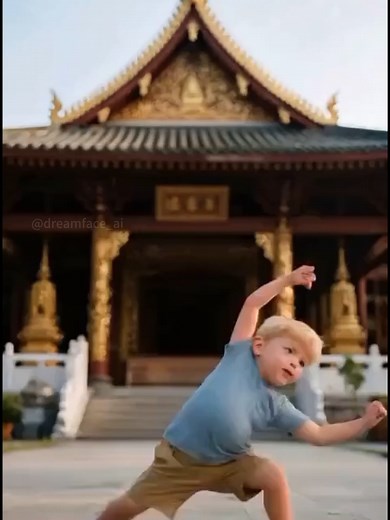 Mind-blowing: AI generated this American boy doing perfect Chinese Kung Fu! 🤯 #DreamFace #aivideos #veo3ai #funnyvideo #kungfu