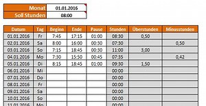 Arbeitszeitnachweis Excel Vorlage - Kostenlose Office Vorlagen