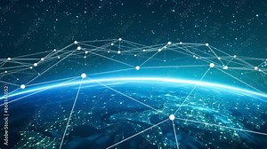 Digital Earth with data interfaces and real-time analytics, global network infrastructure