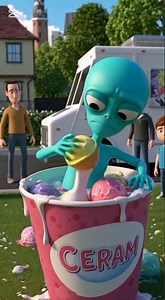 Alien enjoying in icecream tub 😲😂🤣 #shorts #funny #comedy #animation