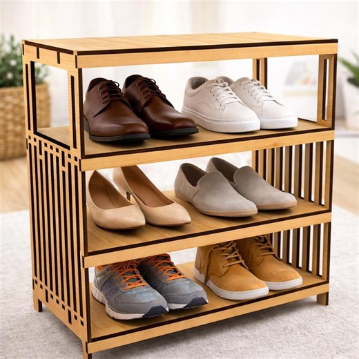 Shoe Rack Laser Cut File SVG CDR DXF — Modular Wooden Shelf Entryway Organizer - Etsy UK