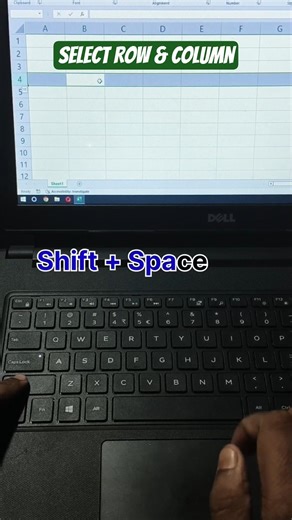 How to select Row & Column in Excel #excel #shorttricks #shortcutkeys #msoffice