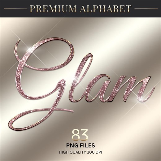 Glitter Rose Gold Alphabet Clipart, Pink Chrome Letters PNG, Pink Foil Letters, Diamond Sparkling Script Letters, Digital Download - Etsy