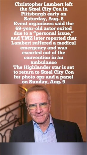 🚨 Christopher Lambert Rushed Out of Event in Ambulance After Medical Emergency 😱
