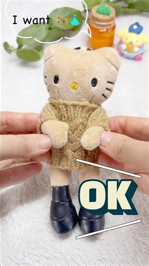 🤎+🖤=🐆Mixing Hello Kitty Clothes ハローキティ헬로키티 #toys #dolls #paperplay #cute #clay #claydiy #인형계