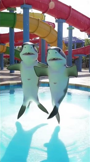 Shark Family Water Slide Dance Went Viral 🦈💦😂