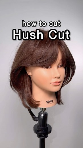 Gilad | Hair Video Education on Instagram: "Hush Cut ✂️ This step-by-step tutorial shows how to cut a Hush Cut on short hair. We create curtain bangs and use a ghost layering technique to create lots of air layers with whispy ends. Have your clients been asking you for Hush cuts yet? This result is softer vs a more structured Wolfcut. Slice in to the hair to remove blunt lines for that perfect whispy layer look. Styled with @kenraprofessional Luxe Shine Oil and Texture Spray 🔥 #haircut #