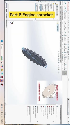 part 8 :engine sprocket.Designing tractor in solidworks#automobile #automation #motorcad #cadlearn