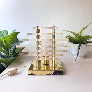 RARE 1960s Brass & Layered Lucite Table Lamp, MCM Mid Century Modernist Stacked Acrylic Light, Art Deco Revival, Space Age Aesthetic - Etsy