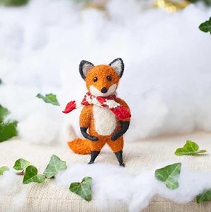 Tod Fox Wearing a Stripy Scarf - Needle Felted Fox - Cozy Handmade Tiny Animal Wool Sculpture - Sew Heart Felt Collectible Gift - Etsy