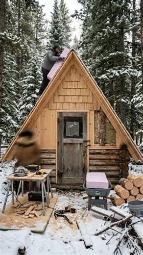 “Inside the Ultimate Winter Survival Cabin Hidden in the Pines ❄️🏡” #wintersurvival #snowcamp