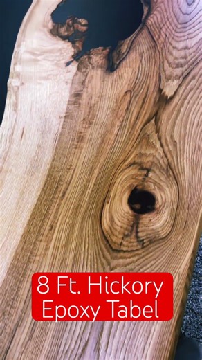 8ft Hickory Epoxy River Table – Absolute Showstopper!