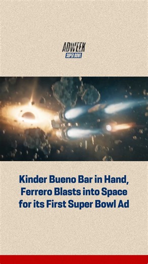 Kinder Bueno has revealed its first-ever Super Bowl spot—and it’s a trip to space. The 30-second spot will air Feb. 8. The Ferraro-owned brand's spot features the KNDR spacecraft careening through an asteroid field as the copilot shouts "No bueno!" while the pilot counters with "Kinder Bueno!," chocolate bar in hand. The playful contrast sets up a memorable introduction to the brand name. Agency: Anomaly Read more 👉 https://bit.ly/3M8vXHB | Adweek
