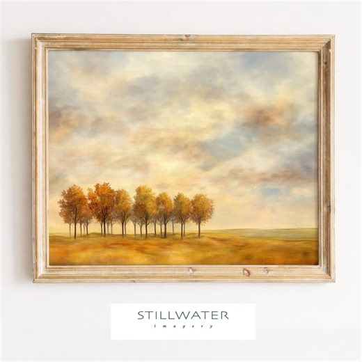 Autumn Trees Digital Wall Art, Fall Landscape Printable, Golden Field Scenic Print, Rustic Farmhouse Decor, Instant Download Digital - Etsy