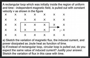 A rectangular loop which was initially inside the region of uni... | Filo