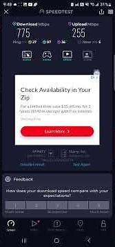 My Xfinity XB10 gateway modem Wi-Fi Speed test for Samsung Galaxy Note 20 Ultra