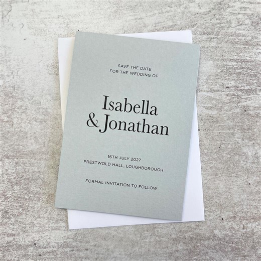 Pale Sage Save the Date Cards, Personalised Wedding Announcement Cards - Etsy UK